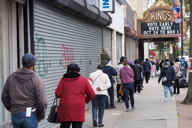 A line of voters outside the Kings Theatre in Brooklyn